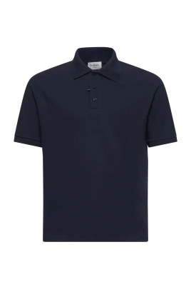 Blå pikétröja med Cassandre-broderi