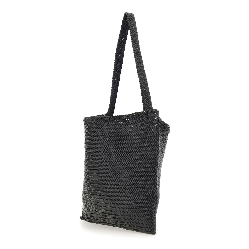 Dragon Diffusion Zwarte leren schoudertas met geweven textuur Black Dames