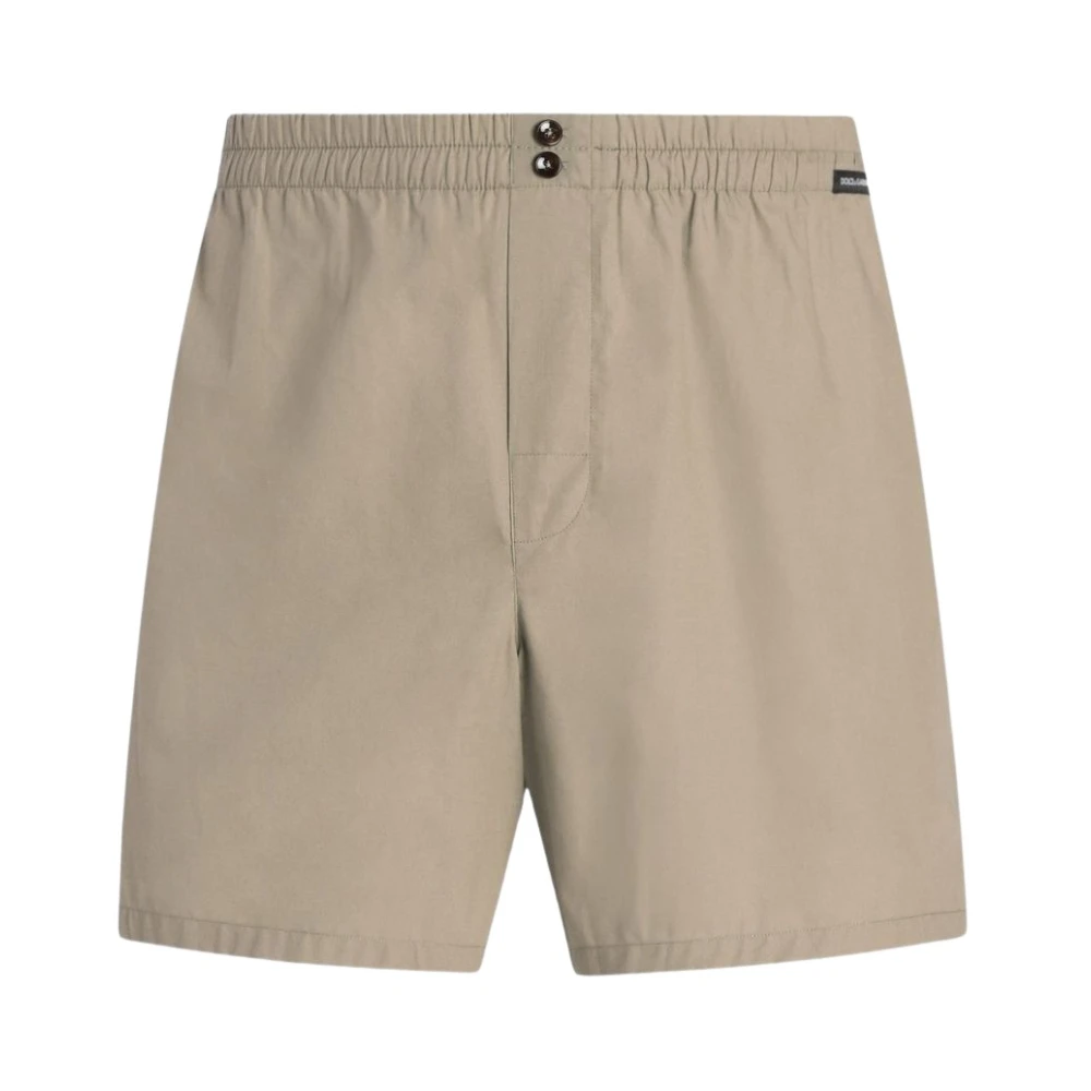 Dolce & Gabbana Men's Beige Cotton Poplin Boxer Shorts - Casual Shorts - L - Shorts