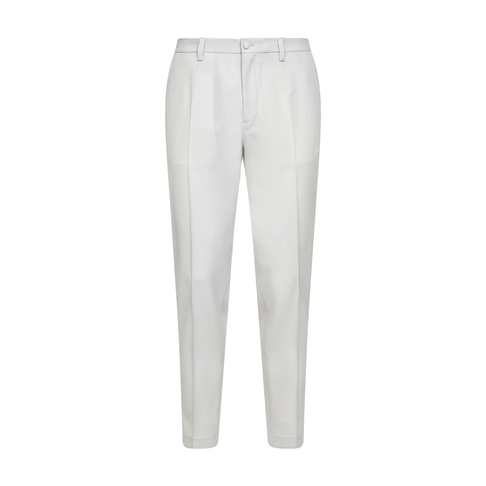 Dolce & Gabbana Men's White Suit Trousers, 2XL, Wool Poplin Trousers