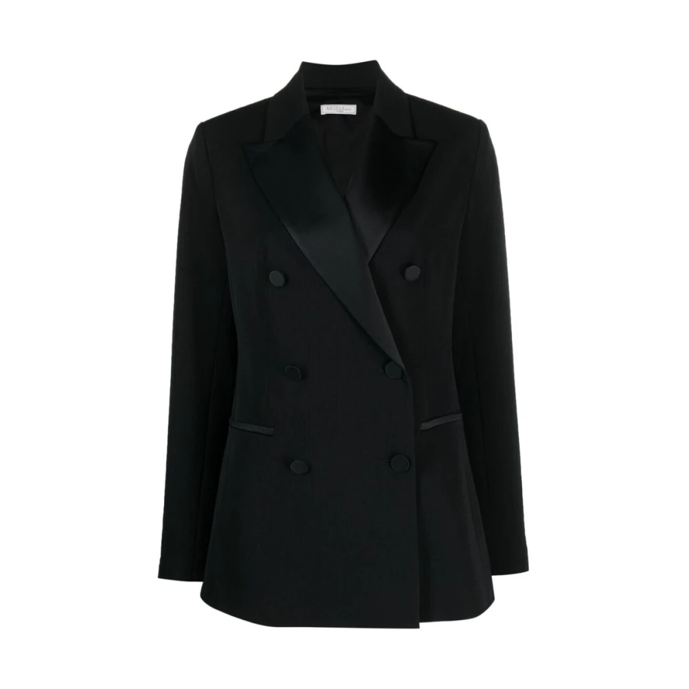 Antonelli Firenze Gebreide dubbelrij blazer Black Dames