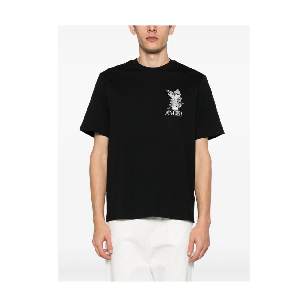 Amiri Zwart Logo Print Korte Mouw Tee Black Heren