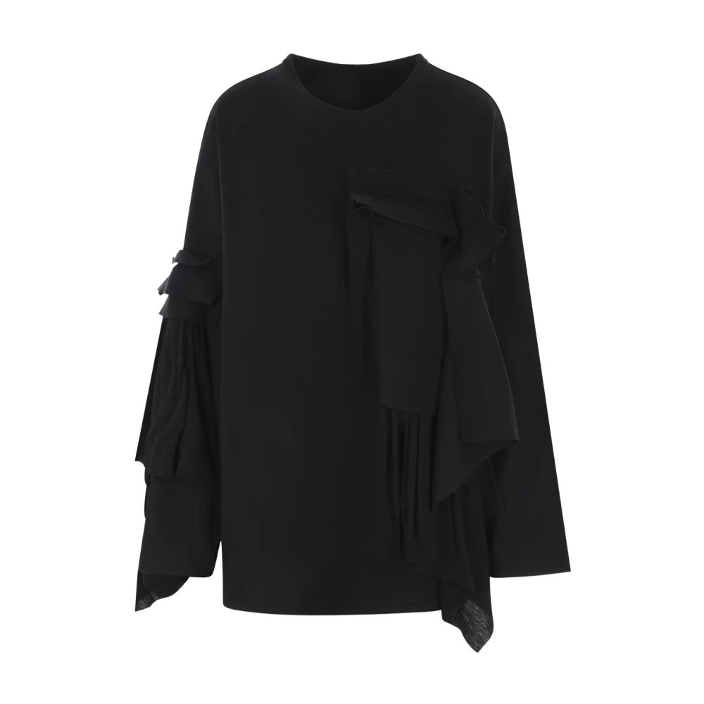 Yohji Yamamoto Zwart Wol Zijde Pullover Sweater Black Dames