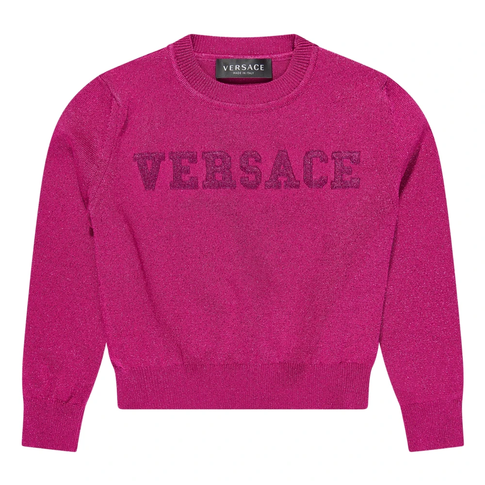Versace Girls Pink Kids Knitwear, 8 Y, Logo Knitted Jumper