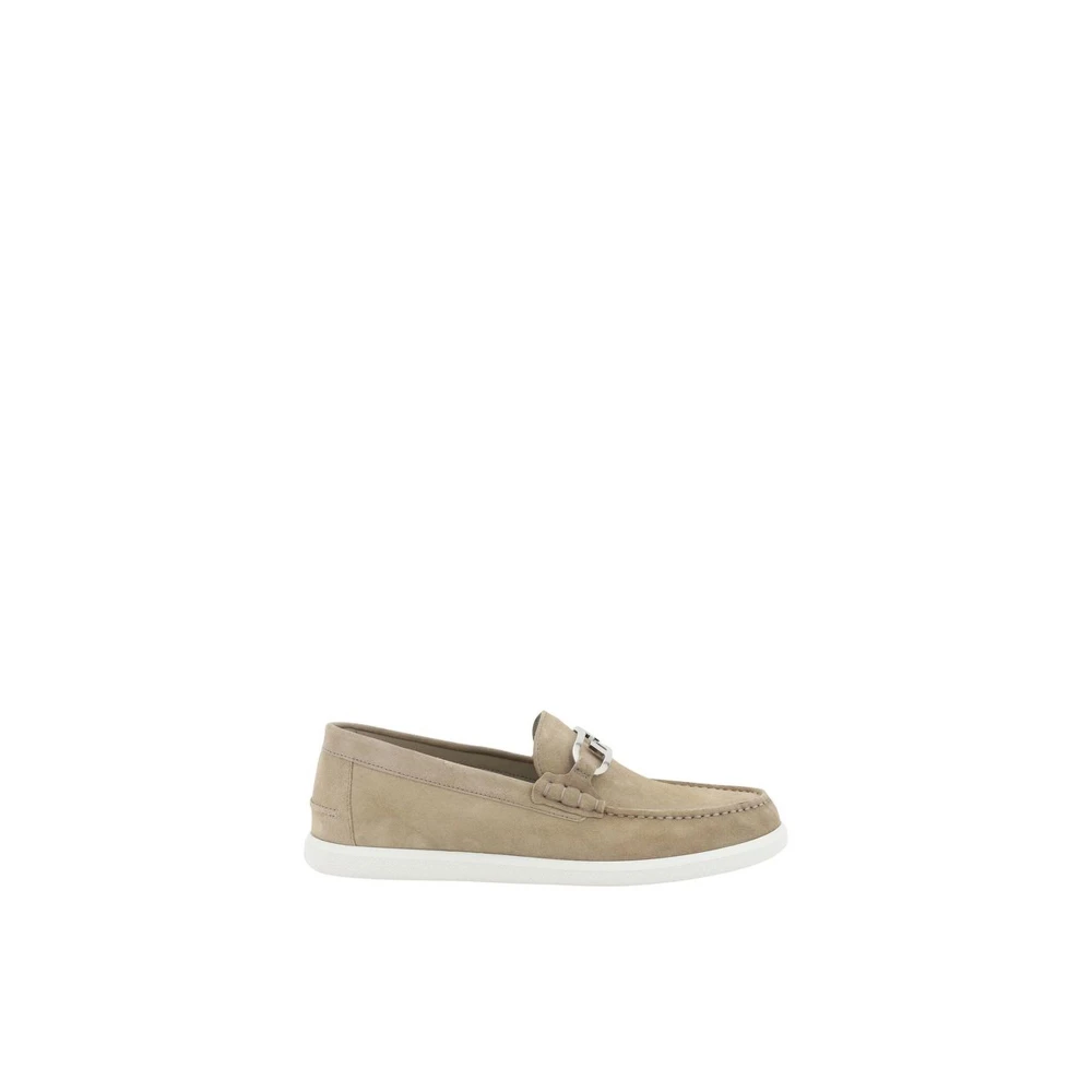 Fendi Mocka Loafers med Logotyp Dekoration Beige, Herr