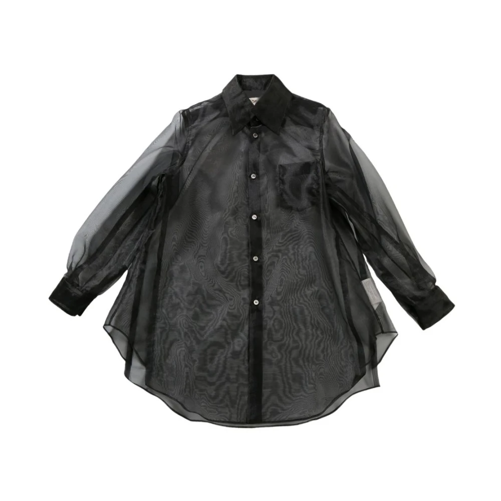 Comme Des Garçons Women's Black Button-Up Shirt With Chest Pocket
