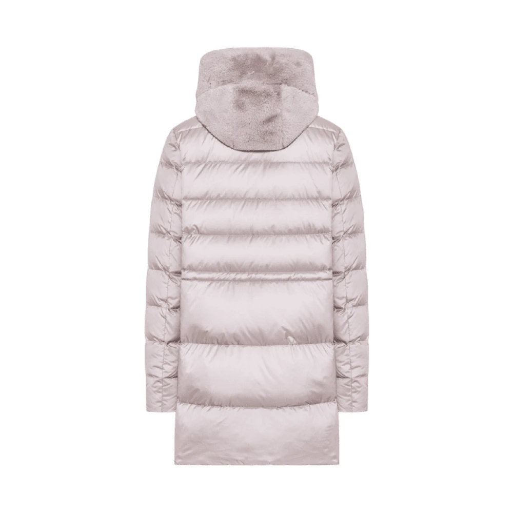 Duno Beige Hooded Puffer Jacket Selma Purple Dames
