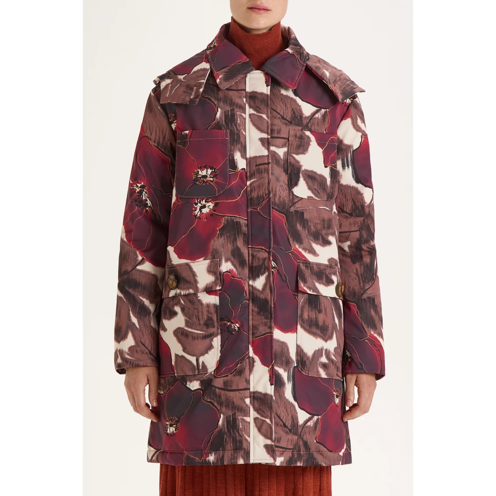 Maliparmi Gedrukte nylon regenjas met afneembare capuchon Red Dames