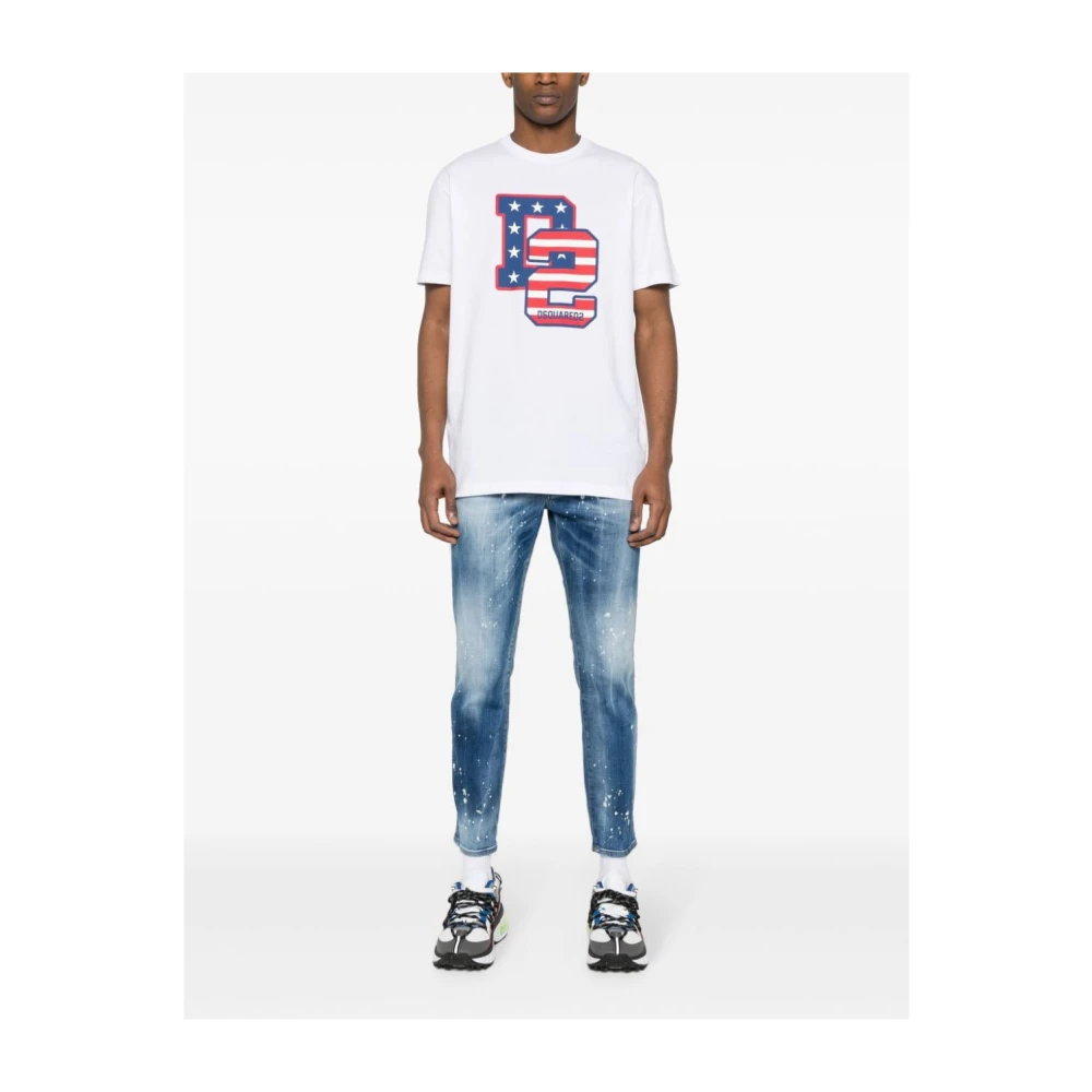 Dsquared2 Witte Logo Print T-shirt White Heren