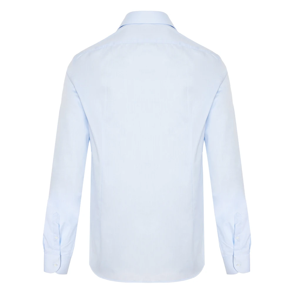 Corneliani Katoenen Twill Overhemd Made in Italy Blue Heren