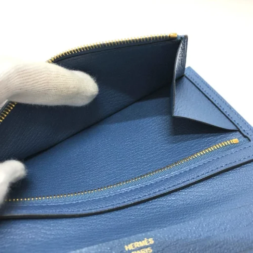 Hermès Vintage Pre-owned Leather wallets Blue Dames