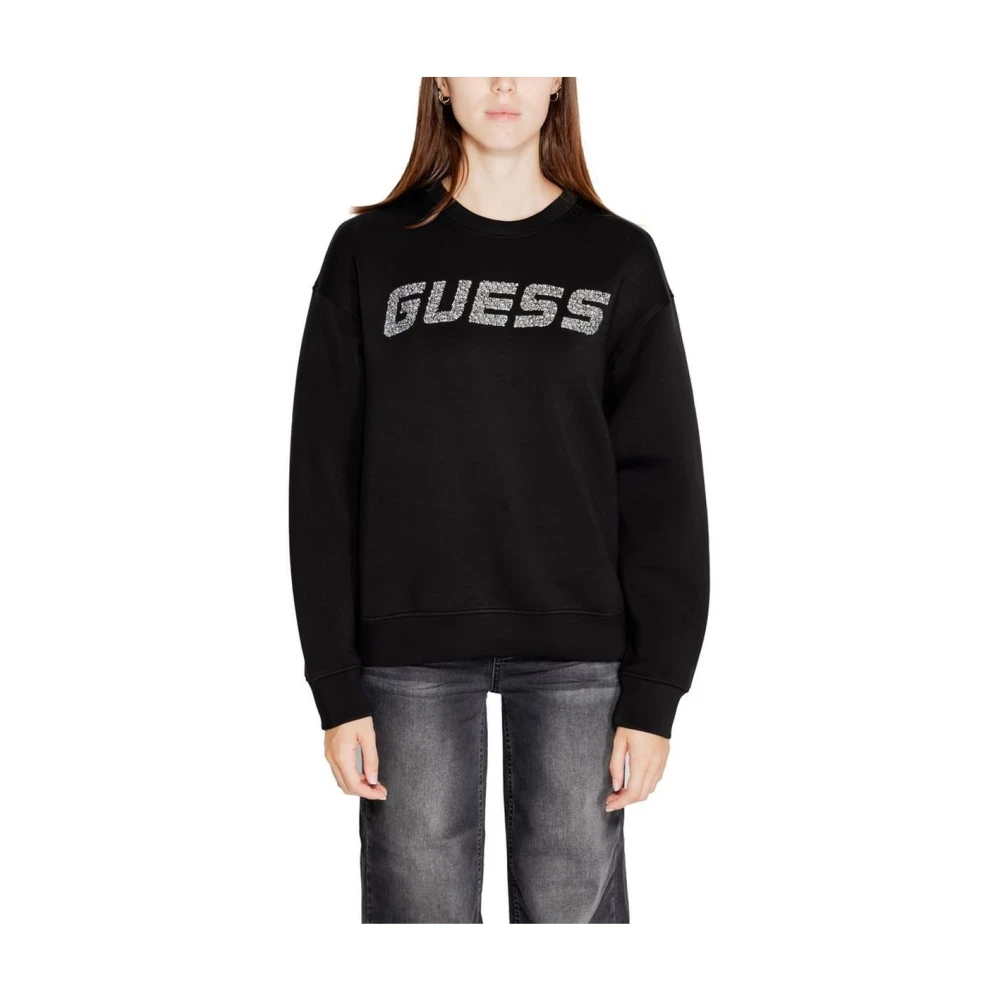 Guess Svart Rhinestone Logo Tröja Black, Dam