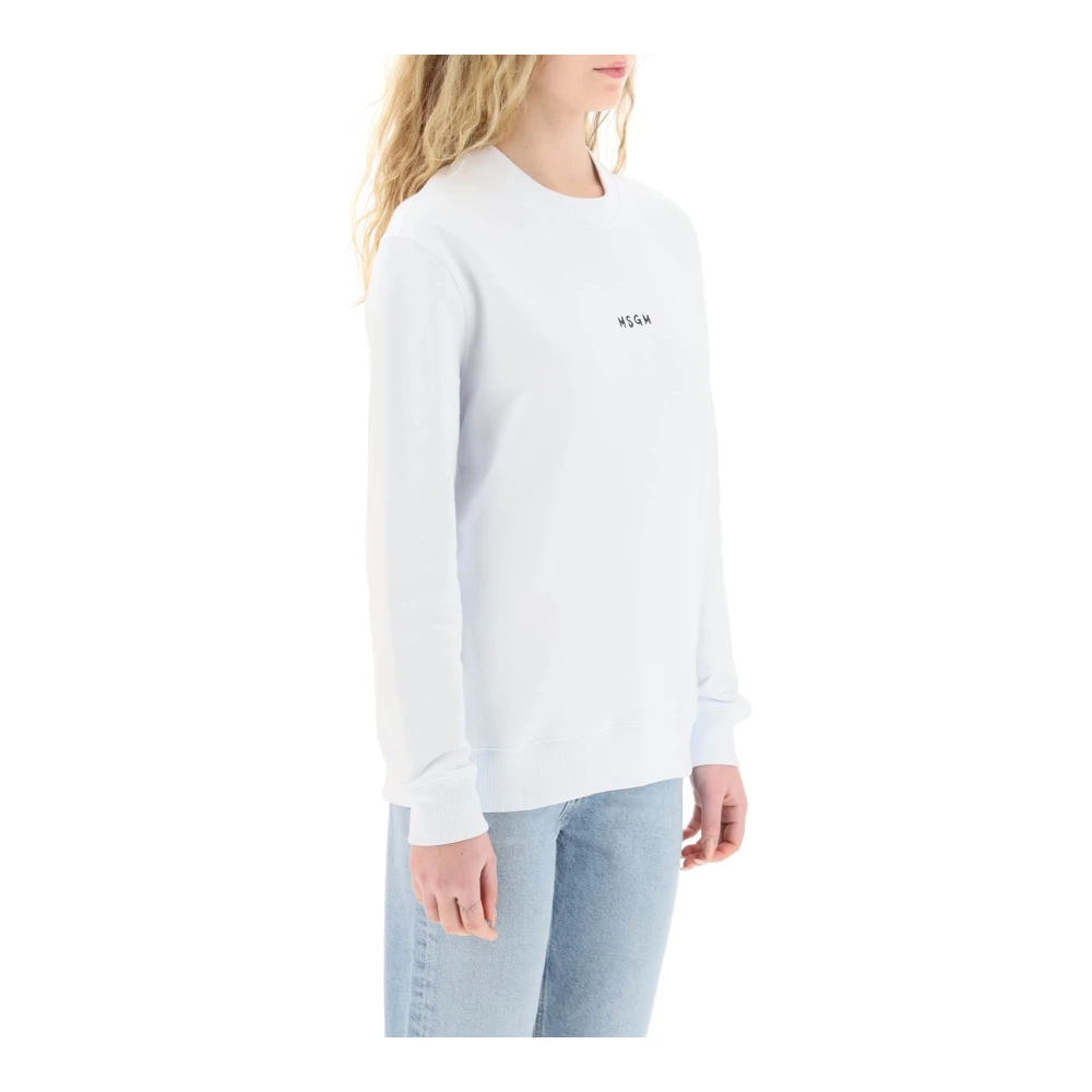 Msgm Logo Print Sweatshirt White Dames