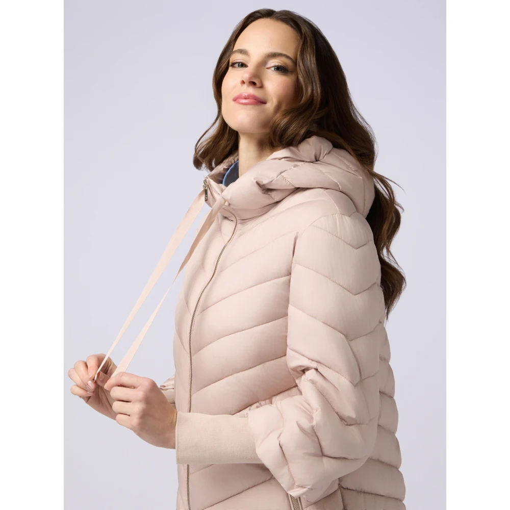Oltre Lichtgewicht donsjack met capuchon en manchetten Pink Dames