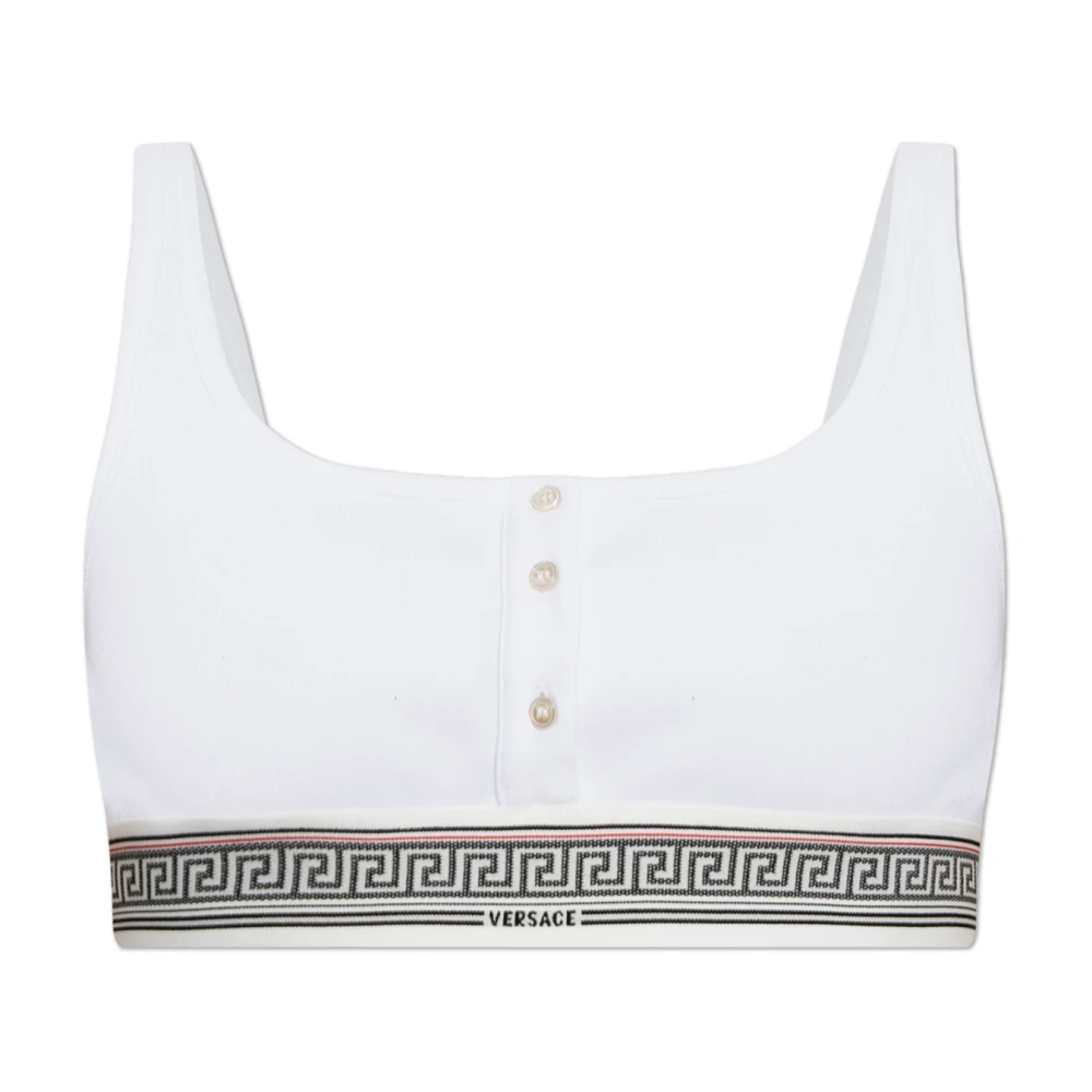Versace Donna Bianco - Bralette A Costine In Jersey Di Cotone - Underwear - L