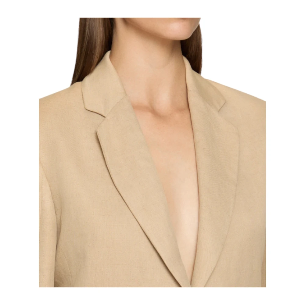 Dondup Tie-Dyed Linnen Blend Blazer Beige Dames