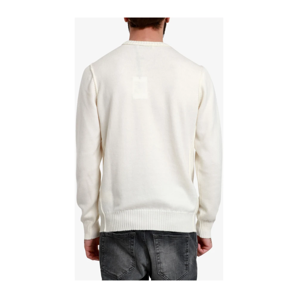 Gran Sasso Wol Ribgebreide Crew Neck Sweater Beige Heren