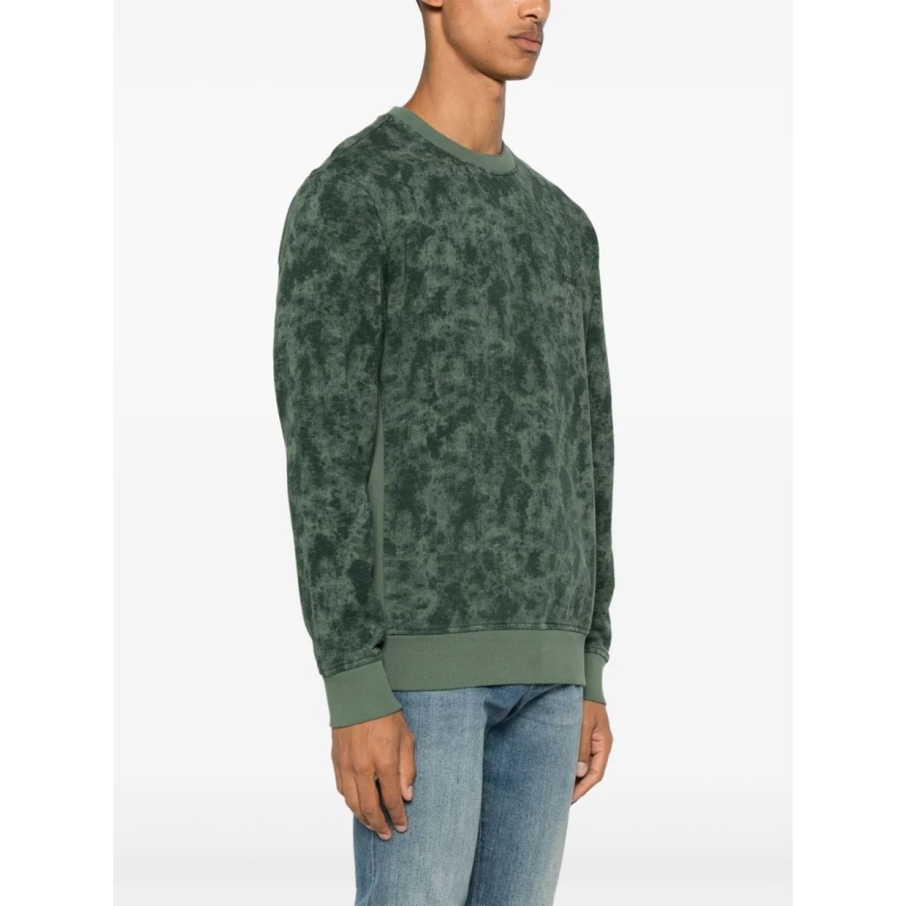Boss Orange Groene Katoenen Trui met Ribboorden Green Heren