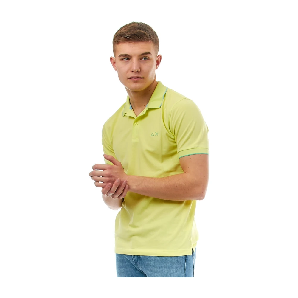 Sun68 Slanke Profiel Gele Polo Shirt Green Heren