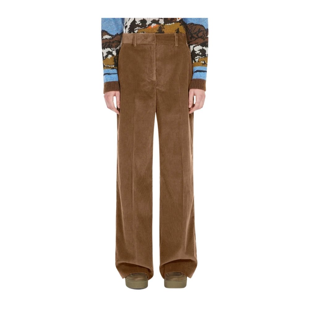 Max Mara Weekend Wijde fluwelen broek Brown Dames