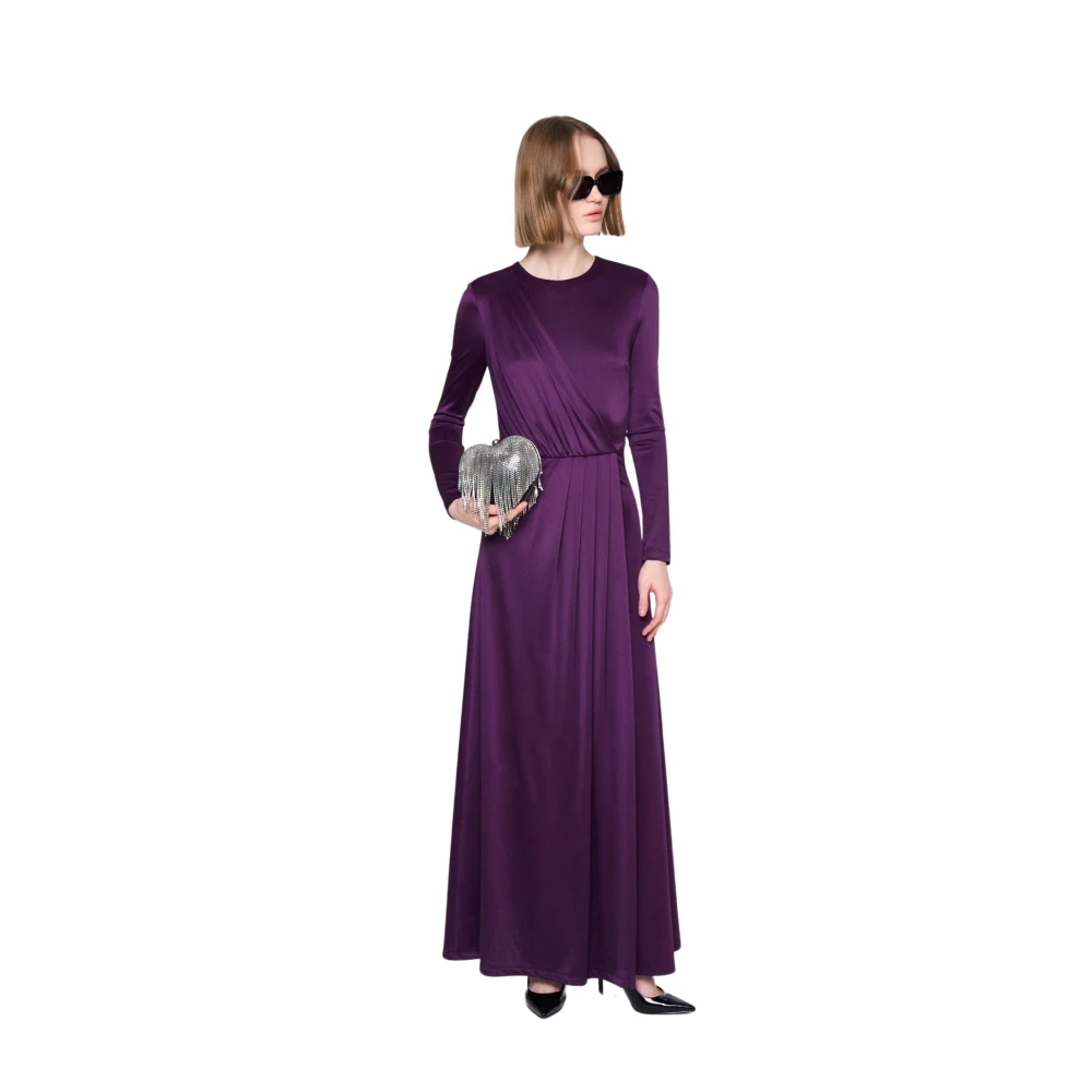 Silvian Heach Gekruiste V-hals Lange Gedrapeerde Jurk Purple Dames