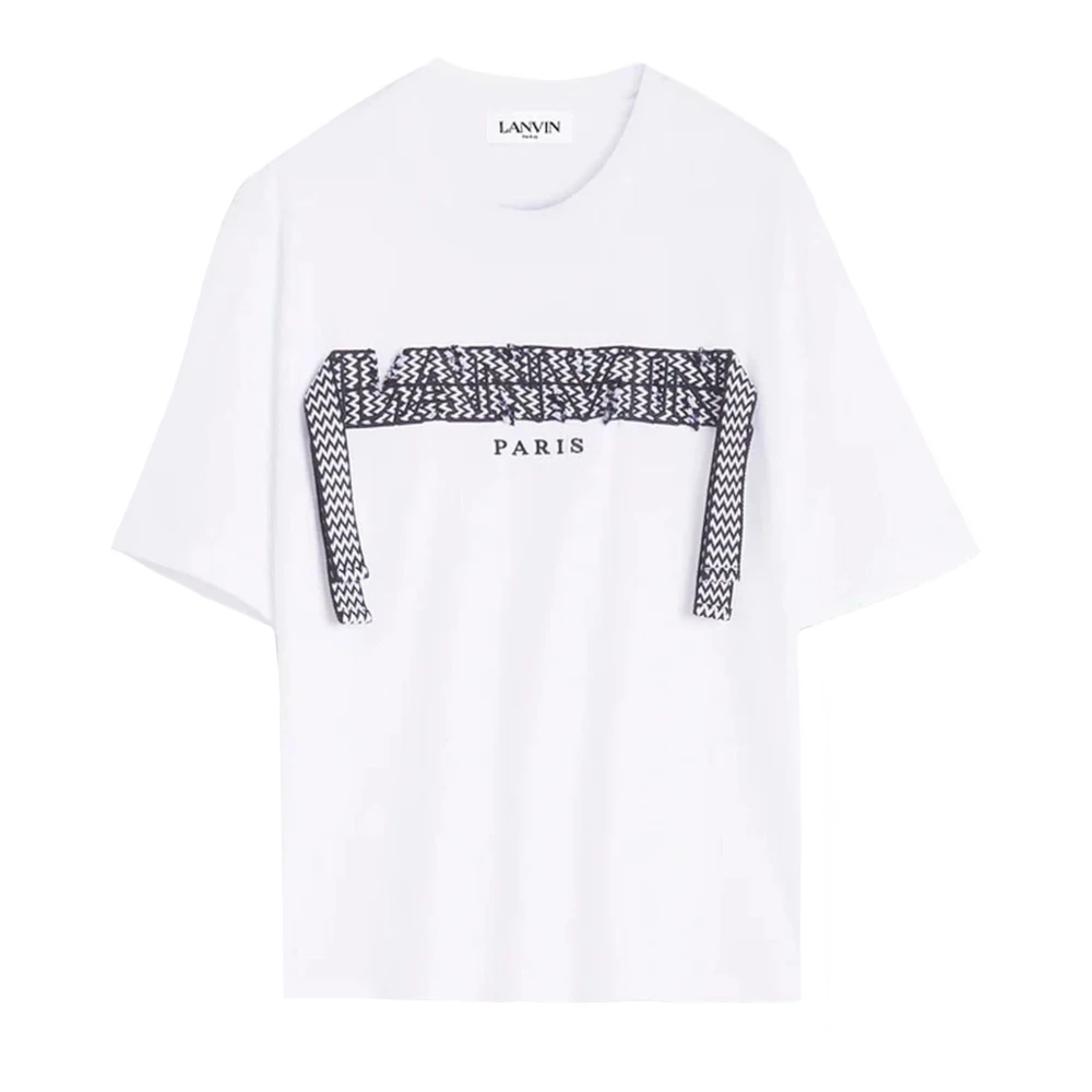 Lanvin Wit T-shirt met Curb kant White Heren