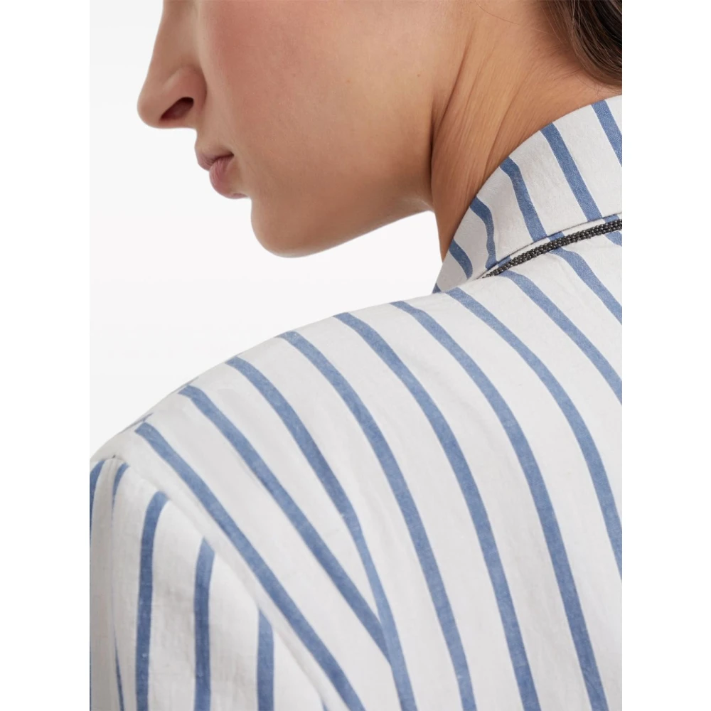 BRUNELLO CUCINELLI Gestreepte Blazer voor Stijlvolle Look Gray Dames