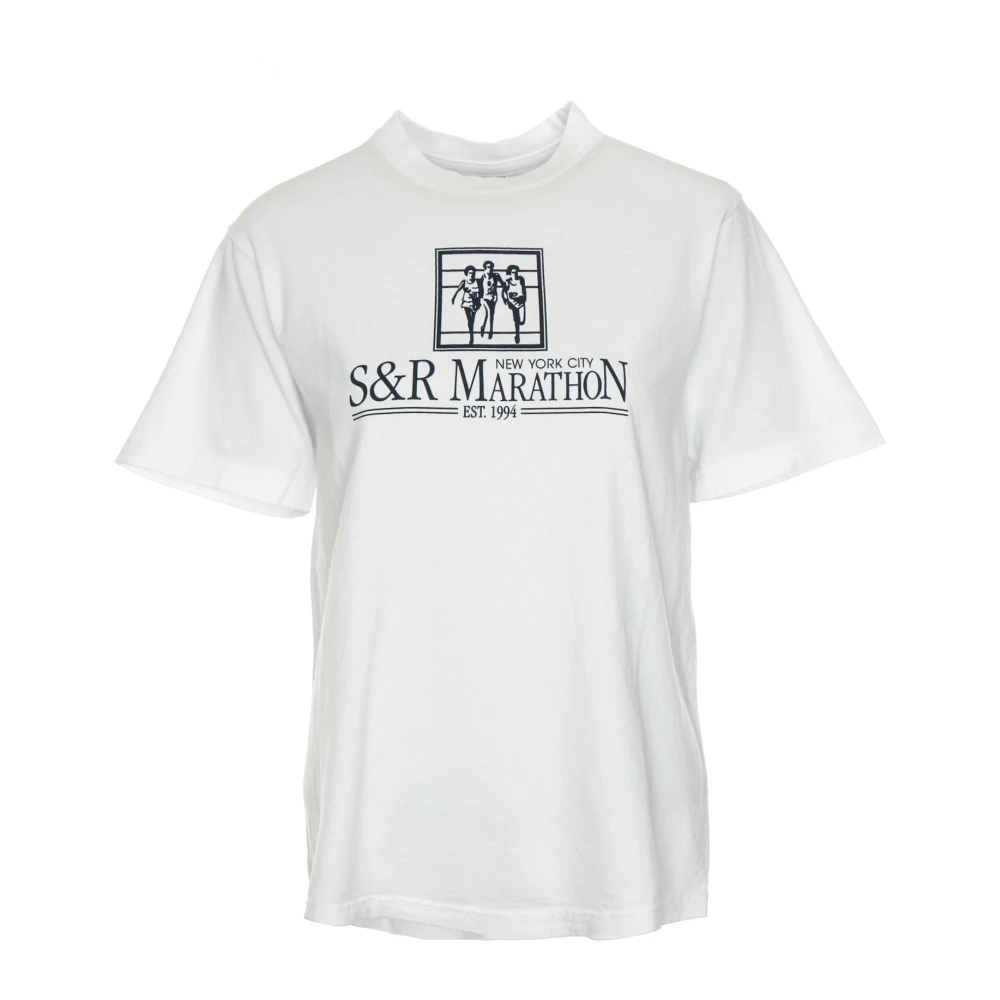 Sporty & Rich NY Marathon Katoenen T-Shirt White Heren