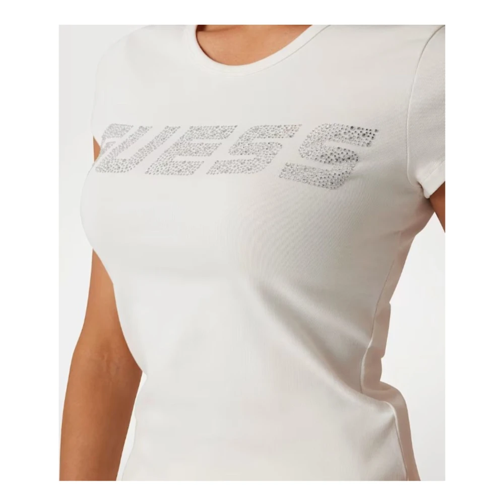 Guess Kiara Korte Mouw Katoenen T-shirt White Dames