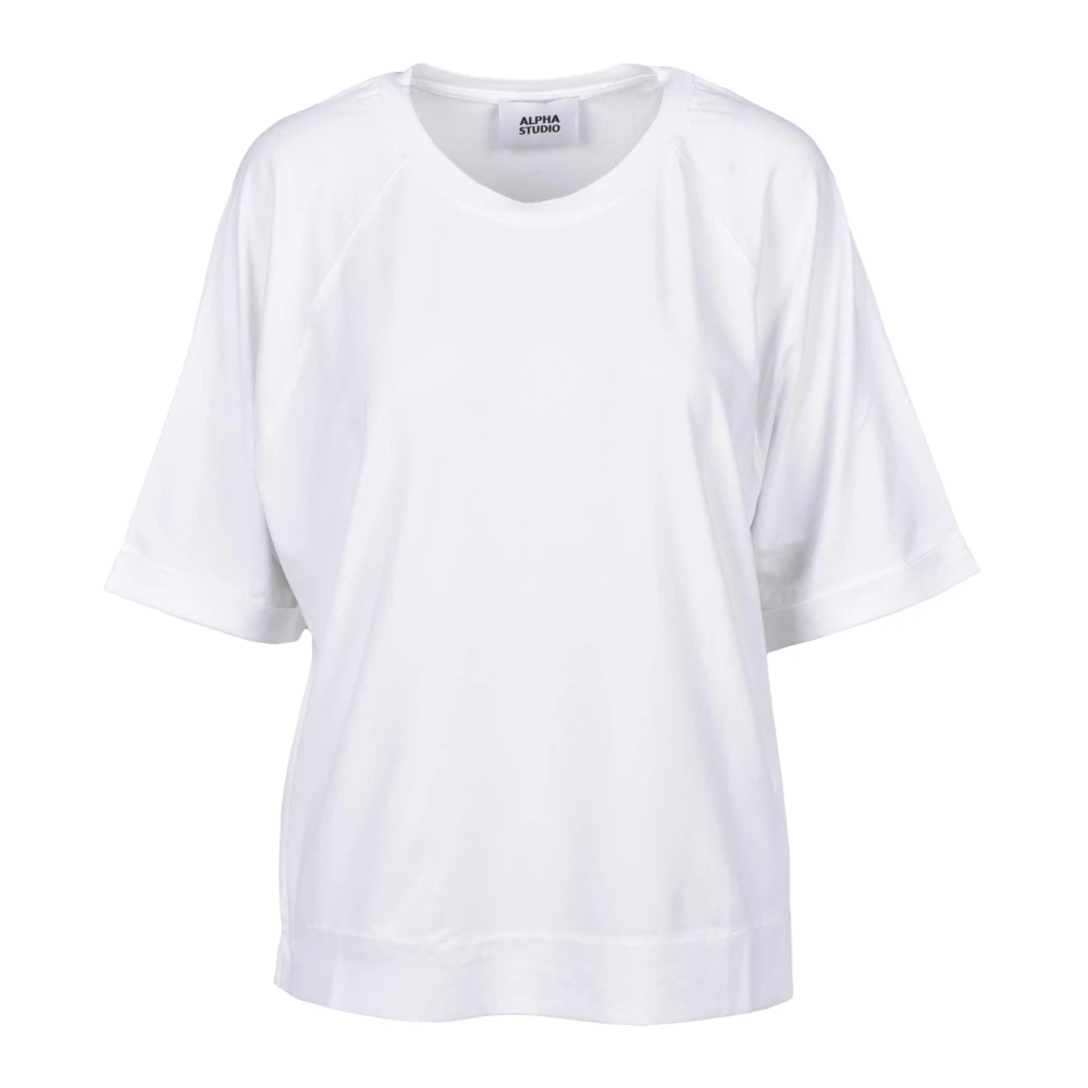 Alpha Studio Katoen Elastaan T-shirt White Dames