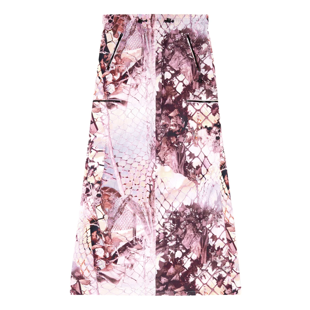 Diesel Long skirt in printed crinkled nylon Multicolor Dames