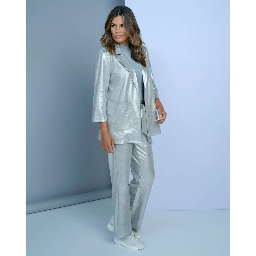 Zoso Metallic Suedine Blazer Wonder Gray Dames