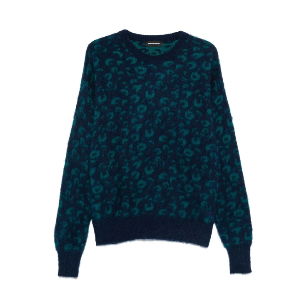 Salvatore Santoro Blauwe Dierenpatroon Gebreide Trui Multicolor Heren