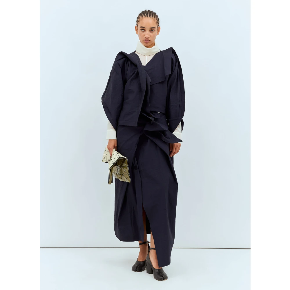 Issey Miyake Asymmetrische V-hals Cardigan met Gedrapeerde Panelen Blue Dames