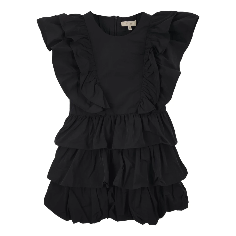 Twinset Girls Black Dresses, 10 Y, Abito Corto In Taffeta