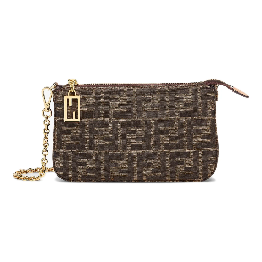 Fendi Bruine Jacquard Schoudertas Brown Dames