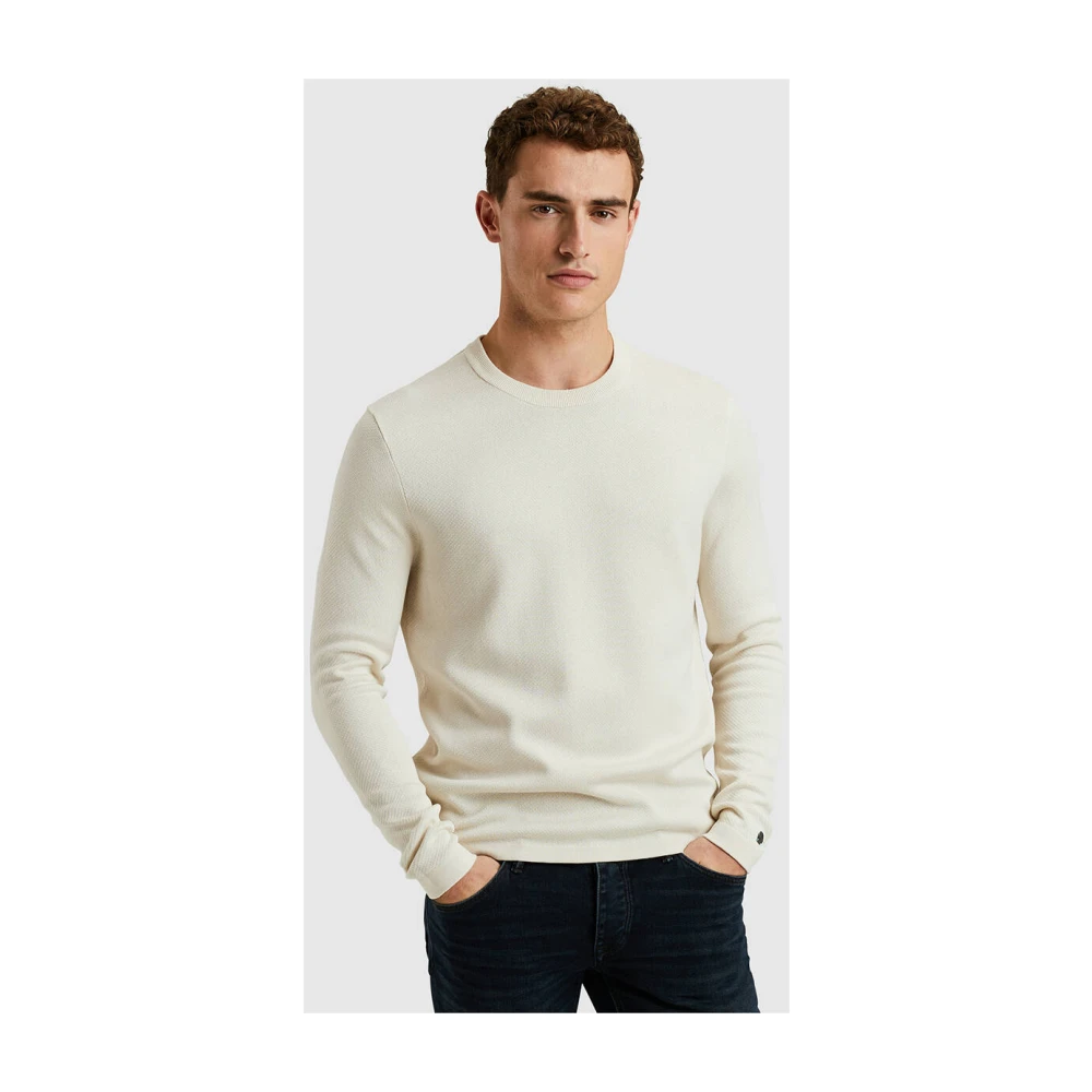 Cast Iron Crewneck Katoen Modal Pullover Beige Heren