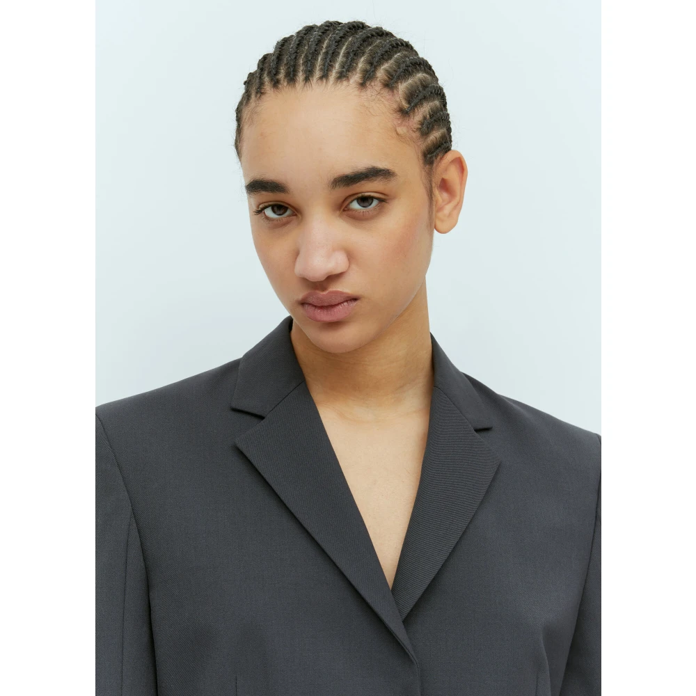 Diesel Op Maat Gemaakte Crop Blazer in Plain Weave Gray Dames