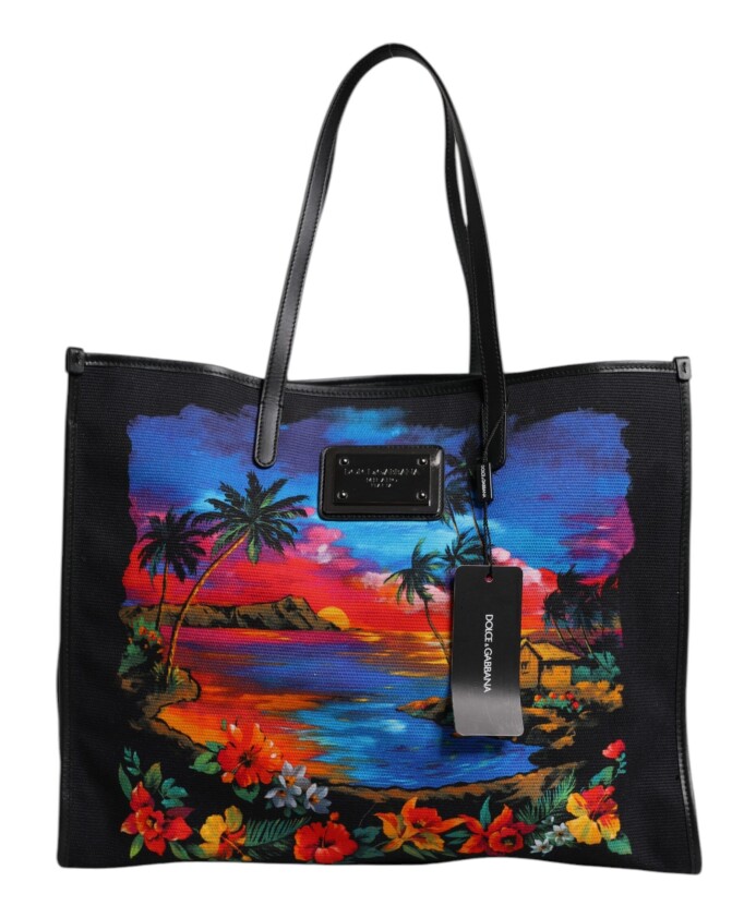 grafische-print-top-handvat-tote-tas