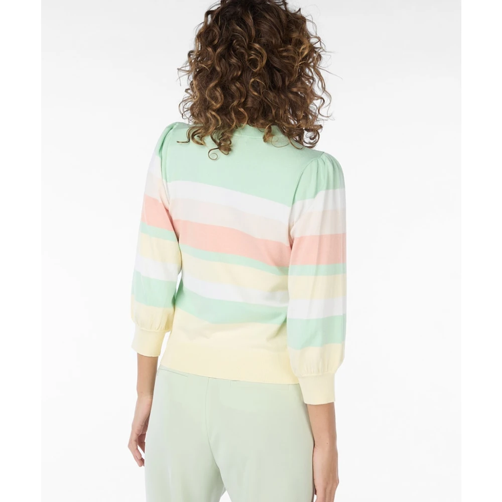 Esqualo pullover Sweater stripes Sp24.07024 357 pistache Multicolor Heren