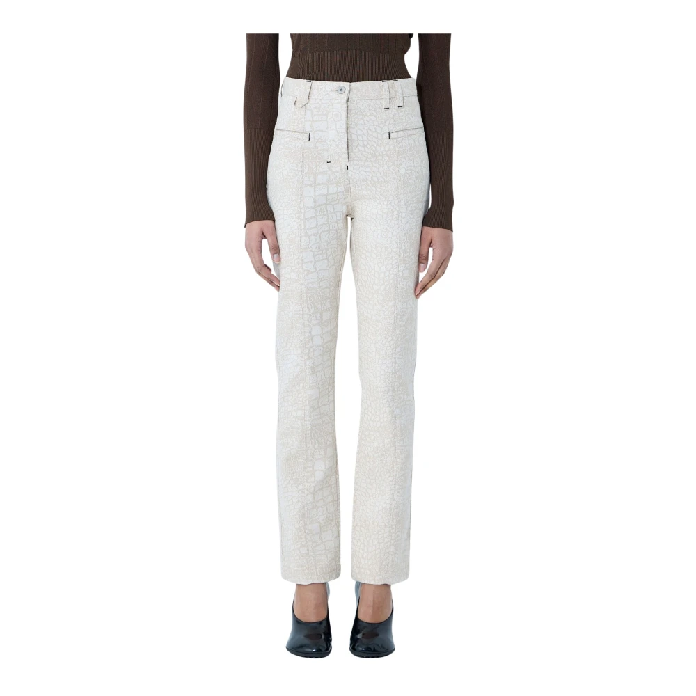 Jacquemus Beige Croc-Embossed Straight-Leg Jeans - Female - Slim Fit Jeans - W28 - Jeans