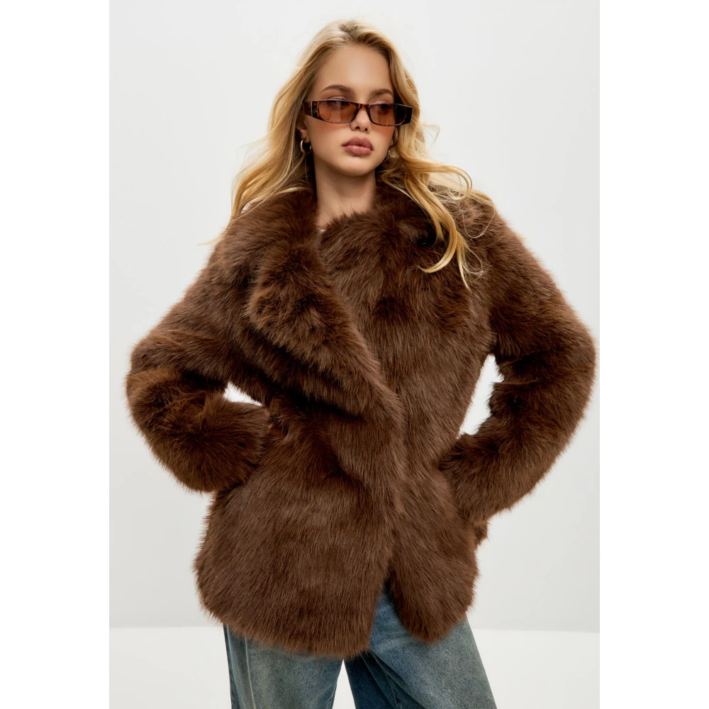 Cesare Gaspari Faux Fur & Shearling Jackets Brown Dames