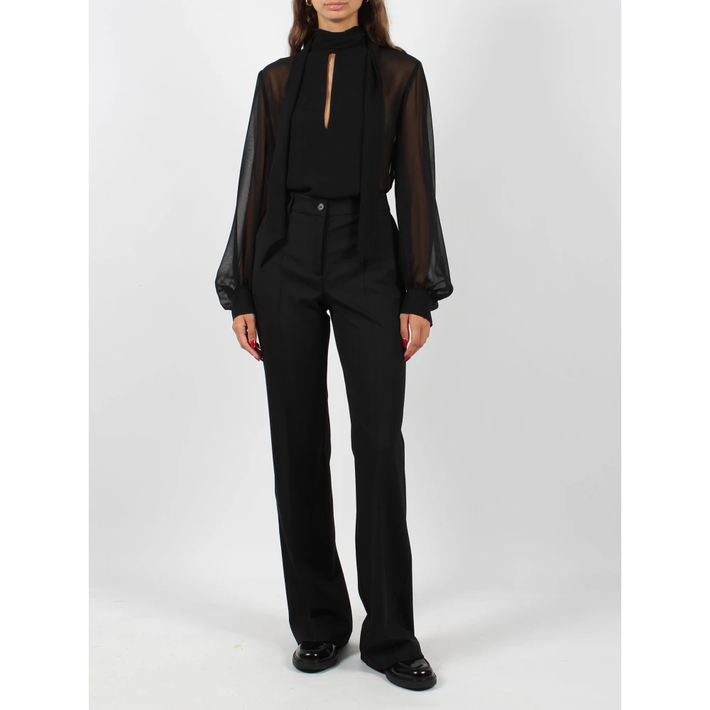 P.a.r.o.s.h. Crepe Effect V-Hals Blouse Black Dames