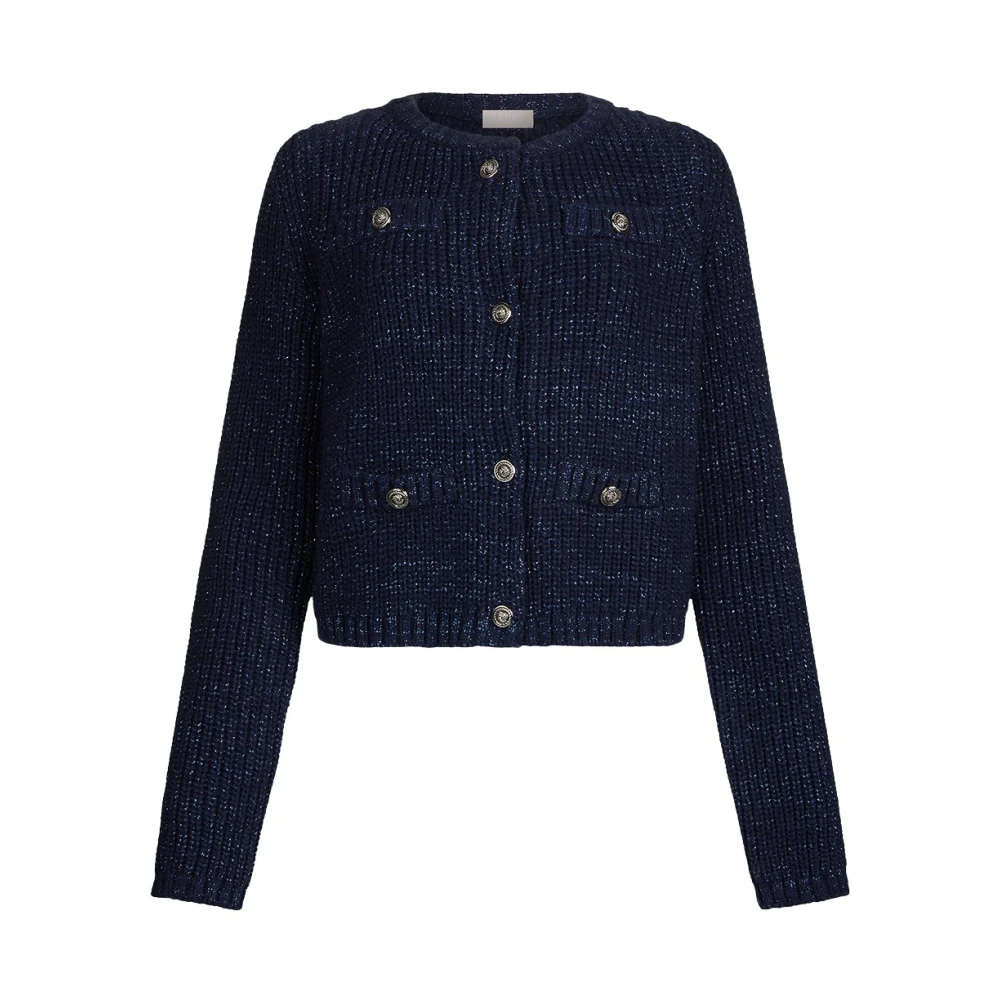 Liu Jo Kvinno Blå Stickade Tröjor Dam, L, Cardigan I Ull- Och Alpackablandning