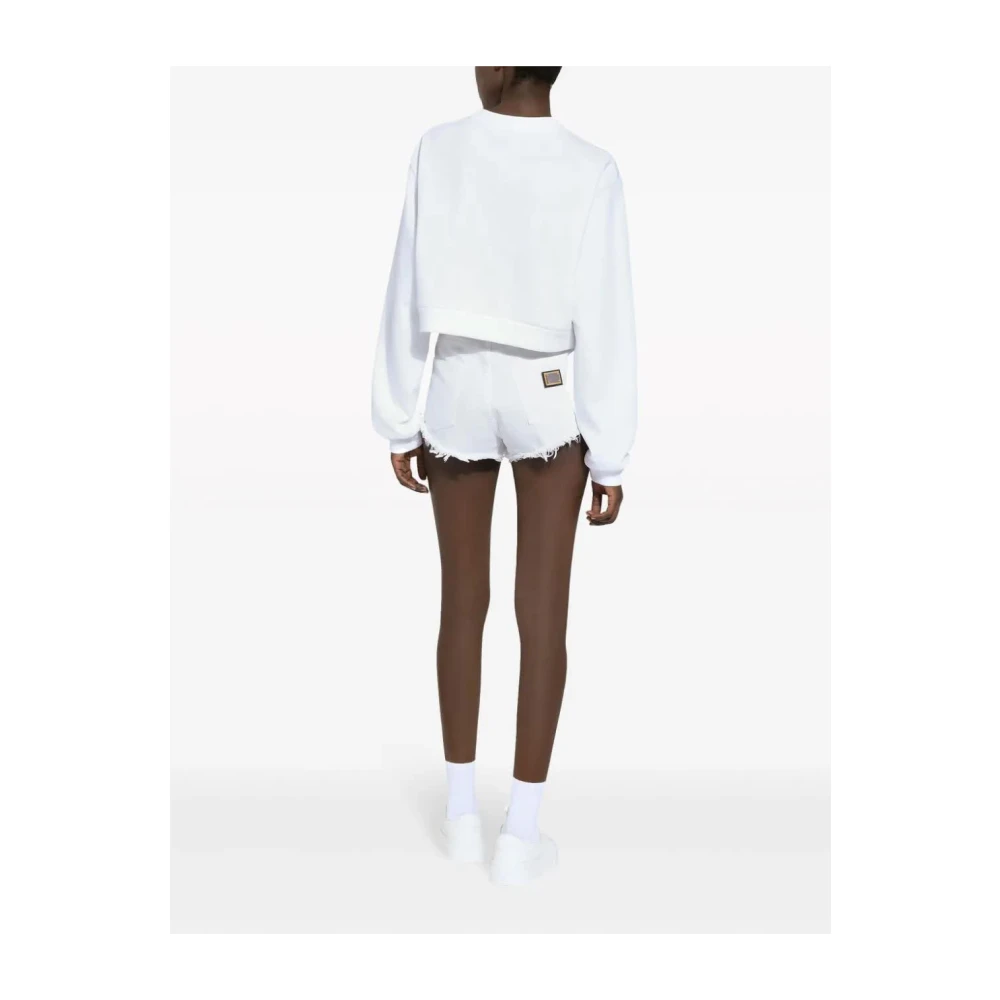 Dolce & Gabbana Optisch Witte Crewneck Sweatshirt White Dames