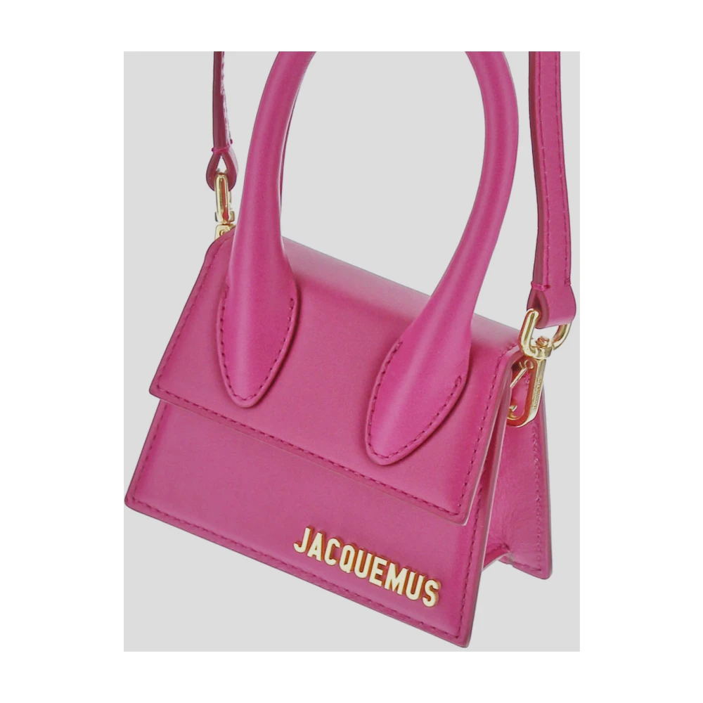 Jacquemus Neonroze Mini Tas met Gouden Logo Plaque Pink Dames