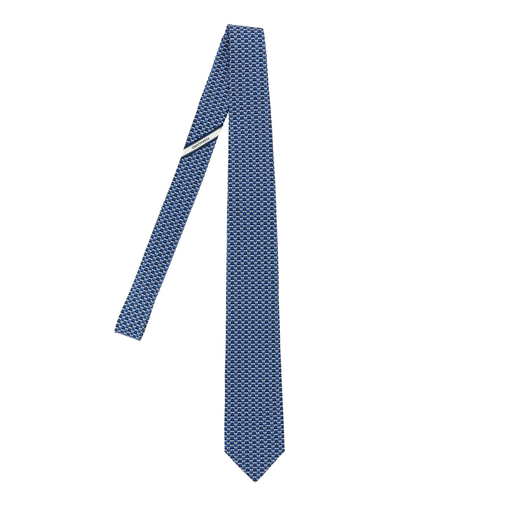 Ferragamo Men's Blue Gancini Jacquard Tie