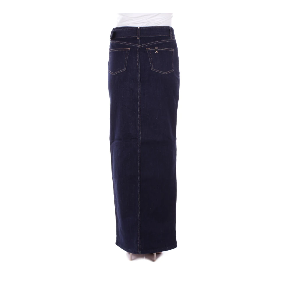 Liu Jo Denim Rok met Rits en Knoop Blue Dames