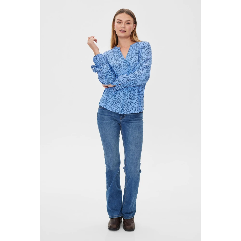 Freequent Stone Blue Kick Flared Jeans Blue Dames