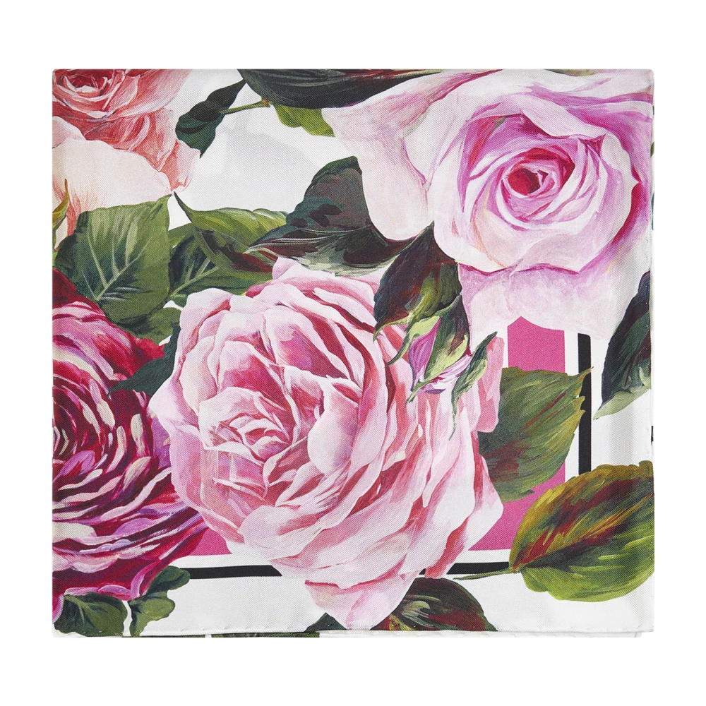 Dolce & Gabbana Zijden Rozenprint Vierkante Sjaal Multicolor Dames
